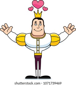 A cartoon prince ready to give a hug.