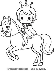 Cartoon prince riding a horse
