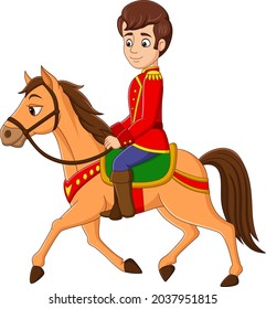 Cartoon Prince Riding On A Horse