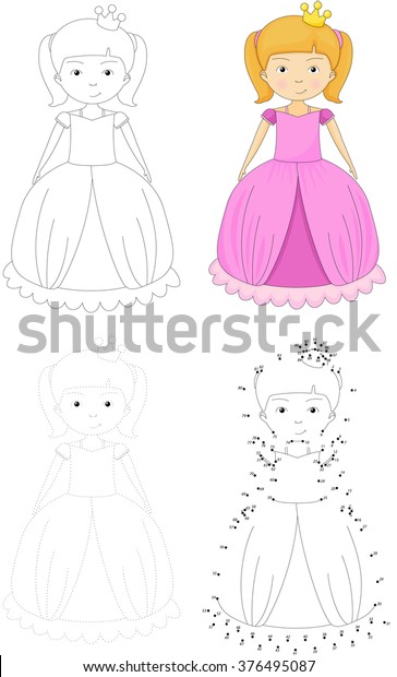 Cartoon Princess Dot Dot Educational Game Stock Vector Royalty Free