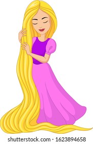 Cartoon princess rapunzel with long hair