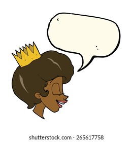 princesa de caricatura con burbuja de habla