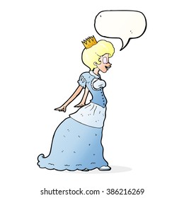 princesa de caricatura con burbuja de habla