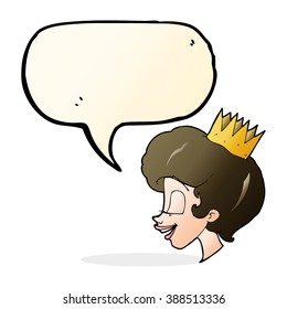 princesa de caricatura con burbuja de habla