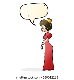 princesa de caricatura con burbuja de habla