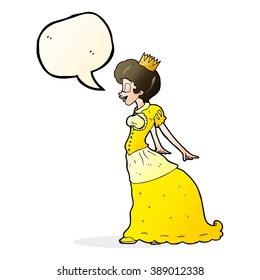 princesa de caricatura con burbuja de habla