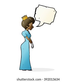 princesa de caricatura con burbuja de habla