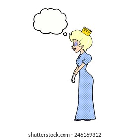 princesa de caricatura con burbuja de pensamiento