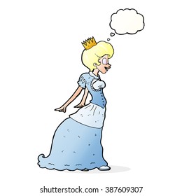 princesa de caricatura con burbuja de pensamiento