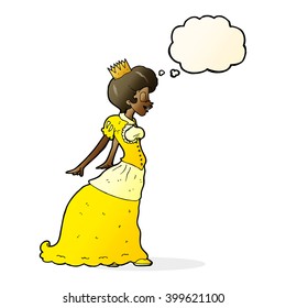 cartoon princess with thought bubble