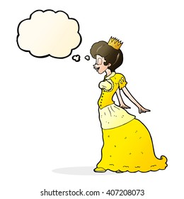 princesa de caricatura con burbuja de pensamiento