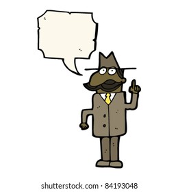 detective privado de caricatura con burbuja de habla
