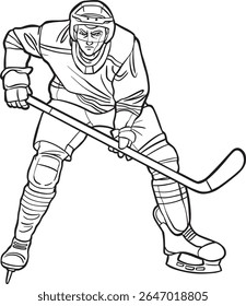 Cartoon Professional Ice Hockey Player Red Jersey Uniform