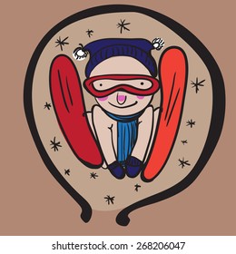 Cartoon Professions: Baby - Skier