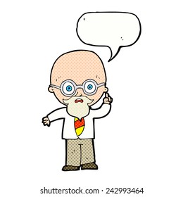 cartoon professor with speech bubble