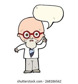 profesor de caricatura con burbuja de habla