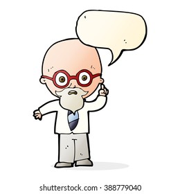 cartoon professor with speech bubble