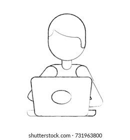cartoon programmer laptop working writing code