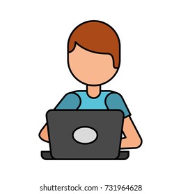 cartoon programmer laptop working writing code
