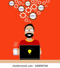 Cartoon programmer. Vector eps 10