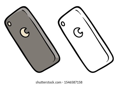 Cartoon protective plastic case for smartphone. Isolated on white background. Vector icon for coloring.