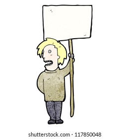 cartoon protester with sign