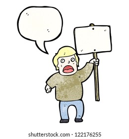 cartoon protester with sign
