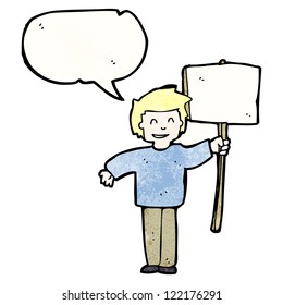 caricaturista con cartel