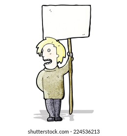 cartoon protester with sign
