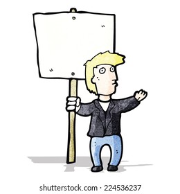 caricaturista con cartel