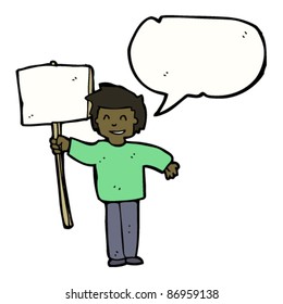 caricatura do manifestante com placa