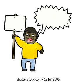 cartoon protestor with sign