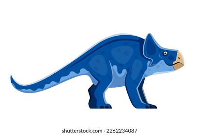 Cartoon Protoceratops dinosaur character. Prehistoric monster or dinosaur, paleontology childish lizard. Extinct reptile, isolated herbivorous creature vector personage with neck frill