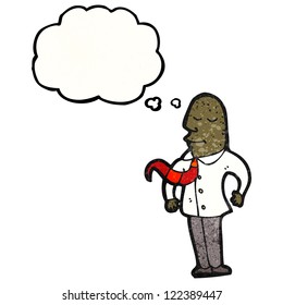 cartoon proud businessman with thought bubble