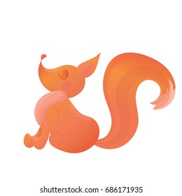 Cartoon proud fox with close eyes 