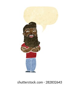 cartoon proud man with speech bubble