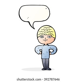 cartoon proud man with speech bubble