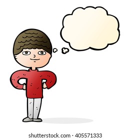 cartoon proud man with thought bubble