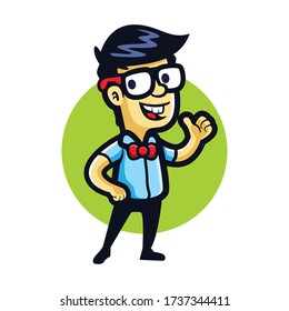 Cartoon Proud Nerd Mascot Logo