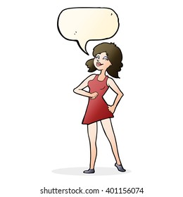 cartoon proud woman with speech bubble