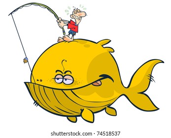 Cartoon proverbial big fish.