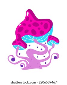 Cartoon Psychedelic Mushroom. Vector illustration