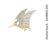 Cartoon Pteranodon. Flat simple style flying predator dinosaur. Jurassic dangerous animal. Vector illustration for kid education or party design elements. Isolated on white background.