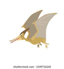 Cartoon Pteranodon. Flat simple style flying predator dinosaur. Jurassic world dangerous animal. Vector illustration for kid education or party design elements. Isolated on white background.