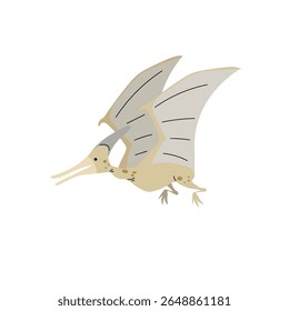 Cartoon Pteranodon. Flat simple style flying predator dinosaur. Jurassic dangerous animal. Vector illustration for kid education or party design elements. Isolated on white background.