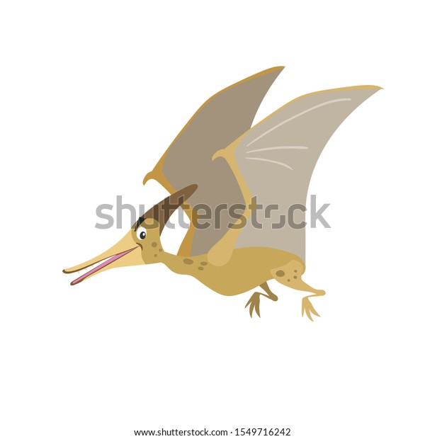 プテラノドン漫画 平らなシンプルなスタイルの飛ぶ捕食動物恐竜 ジュラ紀の世界の危険な動物 子供の教育やパーティのデザインエレメントのベクターイラスト 白い背景に のベクター画像素材 ロイヤリティフリー 1549716242