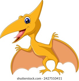 Cartoon pteranodon on white background of illustration