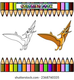 Cartoon Pteranodonflying for coloring book