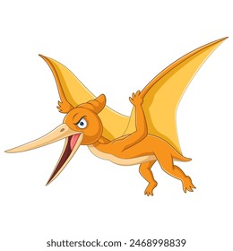 Cartoon pterodactyl on white background
