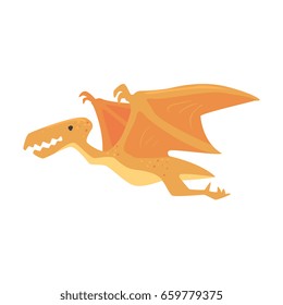 Cartoon pterosaurs dinosaur character, Jurassic period animal vector Illustration
